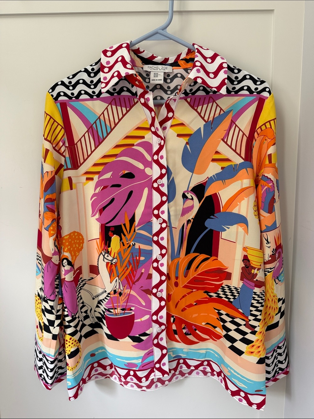 Rachel Zoe Multicolor Tropical Print Button-Down Shirt